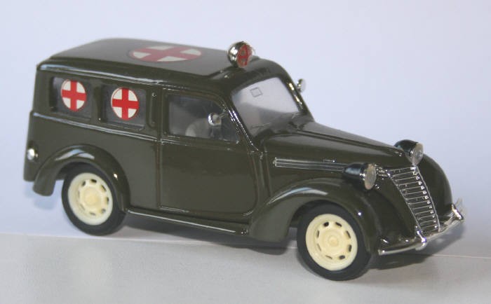 This model of a Fiat 1100E ambulance is in the colours of the Esercito