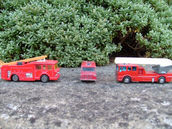 A collection of toy fire appliances